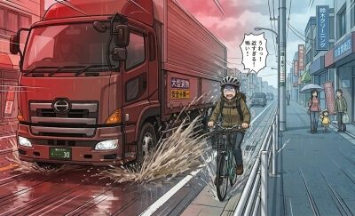 自転車が車道を走行、危険を感じる見出し