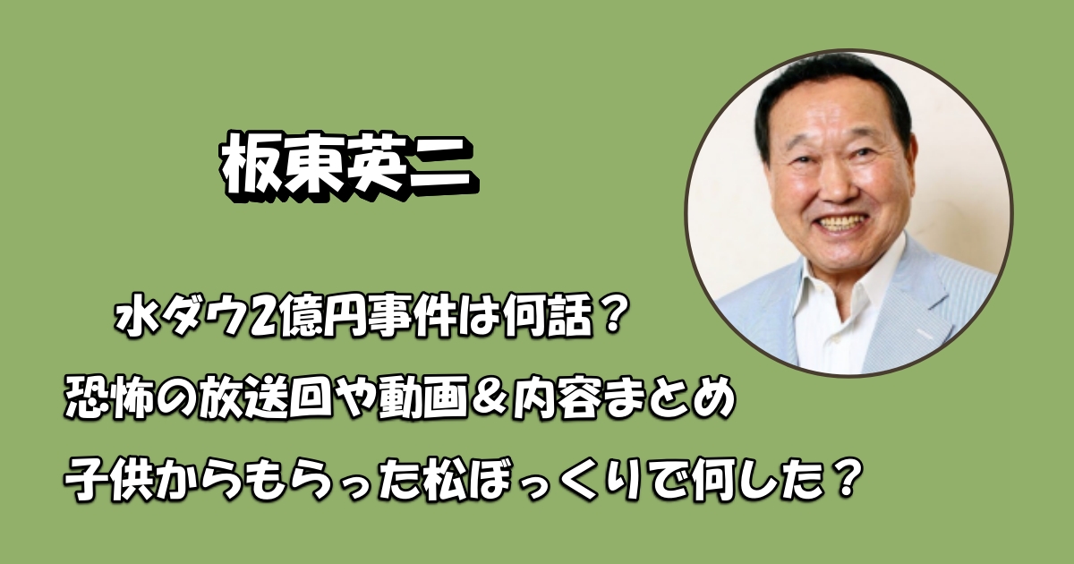 板東英二水ダウ2億円事件松ぼっくりアイキャッチ